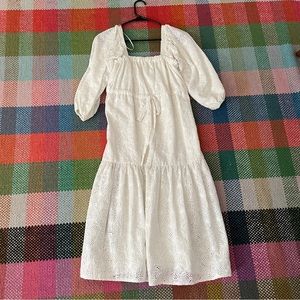 Yumi Kim tiered eyelet puff sleeve midi dress size small